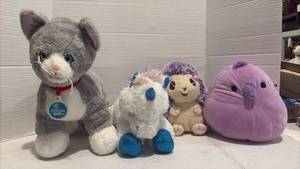 lot 3557 image: Stuffed Animal Plush Toy Lot - Promise Pets Cat, Unicorn, Hedgehog & Squishmallow Bird