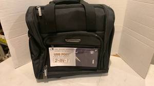lot 3618 image: 15-Inch Rolling Underseat Carry-On Bag with USB Port