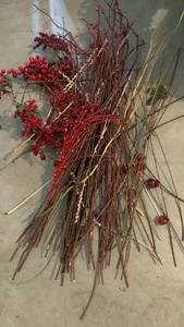 lot 3626 image: Red artificial decor and stick decor
