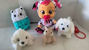 lot 3641 image: Cry baby doll and stuffed toys