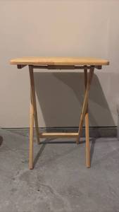 lot 3742 image: Wood Folding Tray Table with Padded Folding Chairs Set of 3