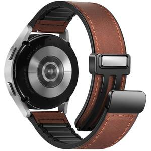 lot 6557 image: WestEagle Magnetic Leather Band Compatible with Samsung Galaxy Watch 7654Active 2 40mm 44mmWatch 6 Classic 43mm 47mmWatch 5 Pro 45mmWatch 4 Classic 42mm 46mm, 20mm Strap for Men