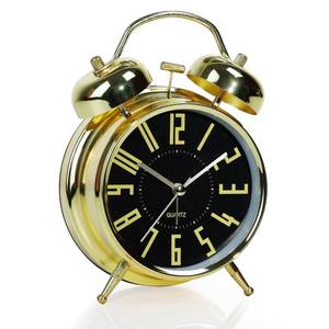 lot 6575 image: AYRELY Super Loud Alarm Clock for Heavy Sleepers Adults,Twin Bell Retro 4 Inch Silent Non-Ticking Quartz with Backlight, Metal dial, Alarm Clocks for Bedrooms Bedside(Gold- Black)