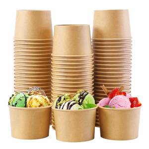 lot 6585 image: Lamosi Disposable Kraft Ice Cream Bowls - 100 Count - 9 oz Paper Ice Cream Sundae Cups Brown, Party Supplies Food Containers for Dessert Snack Frozen Yogurt Soup