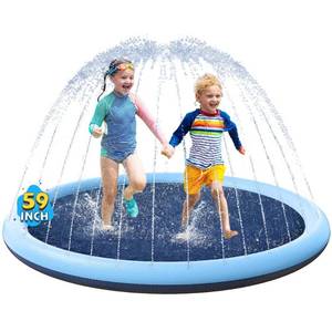 lot 6590 image: VISTOP Non-Slip Splash Pad for Kids and Dog, Thicken Sprinkler Pool Summer Outdoor Water Toys - Fun Backyard Fountain Play Mat for Baby Girls Boys Children or Pet Dog (59 inch, Blue&Blue)