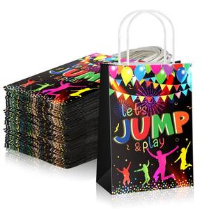 lot 6618 image: Crtiin 32 Pieces Trampoline Jump Goodie Bags Jumping Theme Party Favors Bags with Handles Paper Goodie Colorful Party Favors for Kids Adults Birthday Decoration Supplies