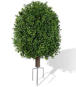 lot 6625 image: INSPRING 27 Artificial Boxwood Topiary Trees Outdoor Fake Bushes Plants UV Resistant Evergreen Shrubs with Metal Ground Spike for Porch Patio Garden, 1 Pack