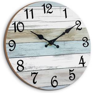 lot 6626 image: CHYLIN Wall Clock 12 Inch Bathroom Clock, Rustic Wall Clocks Battery Operated, Silent Non Ticking Wooden Coastal Beach Clock for Kitchen, Living Room, Bedroom (White)