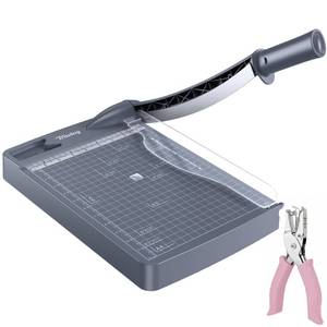 lot 6650 image: Travlog 12 Inch Guillotine Paper Cutter, 12 Sheet Capacity Paper Trimmer Slider for Cardstock, Scrapbooking, Photo, Office, Classroom, Studio (Gray)