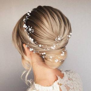 lot 6662 image: Bridal Wedding Hair Vine,Extra Long Pearl and Crystal Beads Bride Head Piece,Silver Hair Accessories for Women and Girls (Silver)