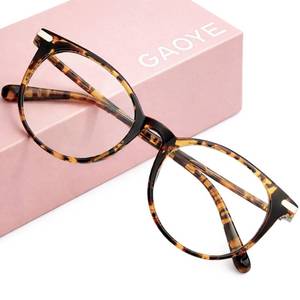lot 6671 image: Gaoye Blue Light Blocking Glasses, Retro Round Eyewear Frame Anti Eyestrain Computer Glasses for Women Men (Tea LeopardTransparent Lens)
