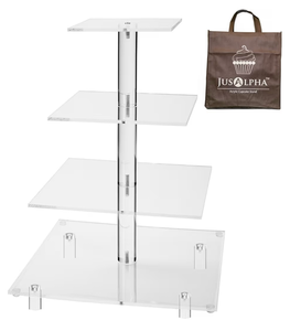 lot 6680 image: Jusalpha� Large 4 Tier Square Acrylic Cupcake Tower Stand for Dessert, Pastry, Serving Platter-Candy Bar Party D�cor and Supply (Tall version
