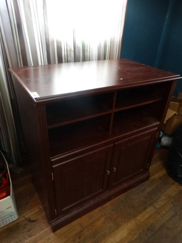 lot 6745 image: Dark wood media stand.