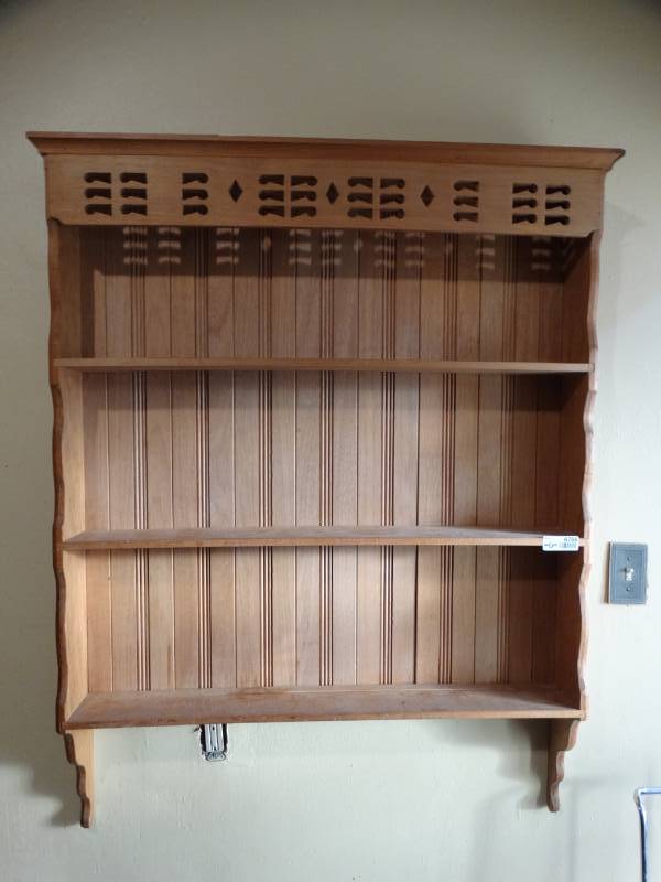 lot 6766 image: Wooden seasoning shelf.