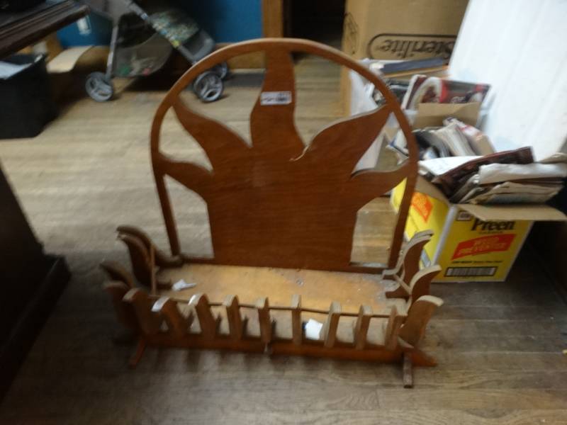 lot 6777 image: Hand crafted wooden decor fire place.