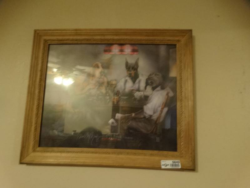 lot 6849 image: Wall art of poker dogs.