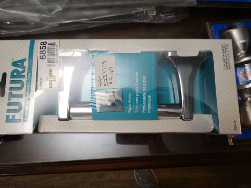 lot 6858 image: Lot of 2 new in box futura toilet paper holders.