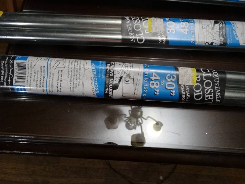 lot 6872 image: 3 Adjustable closet rods, 30- 48, new.