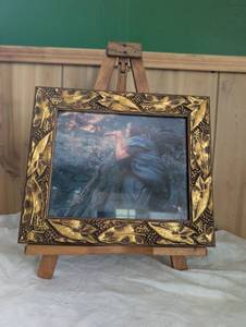 lot 1503 image: Framed Figurative Art Print with Gold Ornate Frame and Wood Easel