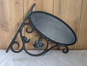 lot 2000 image: Black Plastic Decorative Blank Sign Scrollwork Design