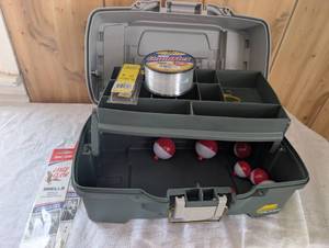 lot 2001 image: Plano One Tray Tackle Box with Fishing Supplies