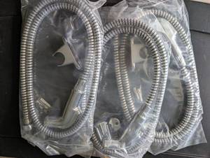 lot 2029 image: Chrome Flexible Shower Hose Set with Bracket and Fittings - 3 ct
