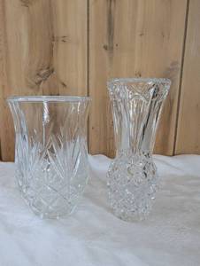 lot 2503 image: Set of 2 Cut Glass Crystal Vases