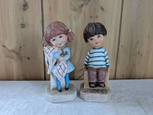 lot 3002 image: Pair of Bisque Porcelain Child Figurines - 2 ct