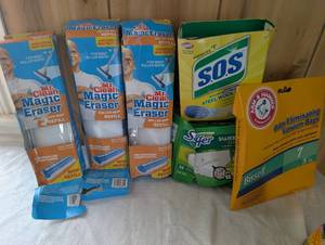 lot 3503 image: Mixed Lot Household Cleaning Supplies Bundle (Magic Eraser MopsSOSVacuum bags)