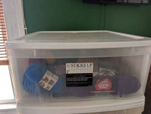 lot 3514 image: Mixed Yarn Lot includes Stacks Up 49 Quart Storage Drawer - Lot 2