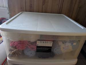 lot 3516 image: Mixed Yarn Lot includes Stacks Up 49 Quart Storage Drawer - Lot 4