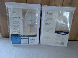 lot 4004 image: Mainstays White Sheer Window Scarves - 2 ct