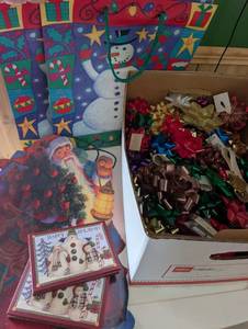 lot 8010 image: Christmas Gift Wrapping Bundle with Bows, Gift Bags, and Holiday Boxes