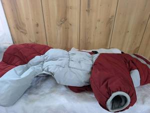 lot 8703 image: Dog Winter Jacket Snowsuit XL Red and Gray Fleece Lined