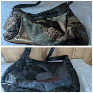 lot 4550 image: Multi-Color Leather Patchwork Tote Bags - 2 ct