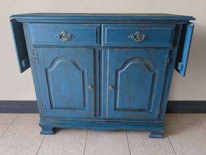 lot 516 image: Refinished Buffet Table with Folding Sides -18x37x33 ( 12 in fold down sides)