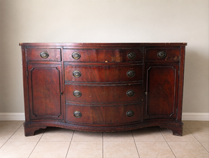 lot 501 image: Traditional Mahogany Sideboard Buffet with Oval Brass Handles - 61x22x36 in
