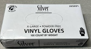 lot 714 image: Silver Powder Free Vinyl Gloves-100 Xl Gloves