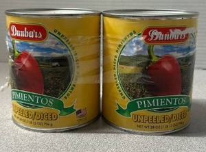 lot 6387 image: Lot of 2 Dunbar Diced Unpeeled Pimiento 28Oz