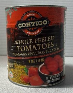 lot 6388 image: Contigo Whole Peeled Tomatoes in Juice 6 lb 6 oz (2.89 kg)