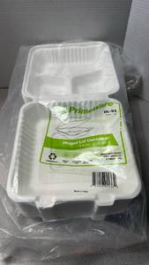 lot 6686 image: Primeware HL-93 Hinged Lid Container 3-Section 9x9x3.19 Pack of 100