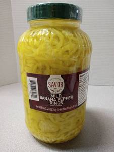 lot 6713 image: Savor Imports Mild Banana Pepper Rings 8lbs 2.4oz 3.7kg 8312027