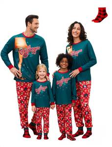 lot 5345 image: WARNER BROS Frosty The Snowman Holiday Family Matching Pajamas Snowflake and Christmas Tree Print Mommy and Me Xmas Pjs kids 4-5