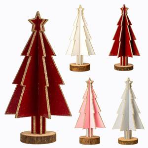 lot 5356 image: Gerrii 4 Pcs Wooden Christmas Tree Table Decorations with Star Rustic Glitter Christmas Tree Shaped with Wood Base Tiered Tray Decor Farmhouse Xmas Table Mantel Decor for Xmas Holiday Winter Home