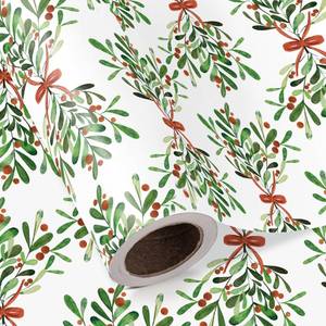 WRAPAHOLIC Holly Christmas Wrapping Paper - Mini Roll - 17 Inch x 16.5 Feet - Christmas Seasonal Holly Wrapping Paper for Xmas Holiday, Party Celebration 2 rolls