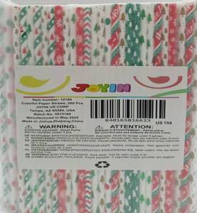 lot 5371 image: Christmas Holiday Pattern Paper Straws Assorted Designs 400 count