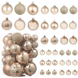 lot 6760 image: YiYunFloral Christmas Ball Ornaments for Christmas Decorations,36pcs Xmas Tree Shatterproof Ornaments with Hanging Loop for Xmas Tree Wedding Holiday Party Home Decor,6 Styles in 3 Sizes (Champagne)