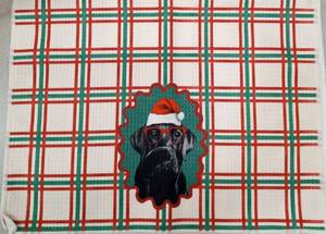 lot 6768 image: LUKIPOM284 Funny Christmas Black Labrador Retriever Bathroom Hand Towels Set of 2,Black Lab Gifts, Red and Green Gingham Striped Xmas Lab Dog Decorative Hand Towel for Bathroom Washroom,16x24 Inch