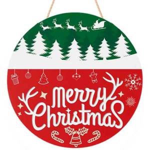 lot 6773 image: OHOME Christmas Decorations Outdoor - Christmas Wreaths for Front Door  Rustic Round Wood Welcome Sign,Xmas Garland - Navidad Party Decor Favors Supplies for Door Wall Room Porch Kitchen