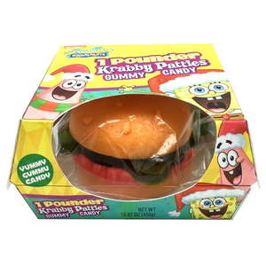lot 6791 image: SpongeBob Krabby Patties One Pounder Christmas Candy - 16oz - Best by 062027